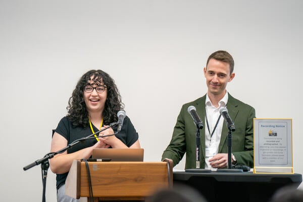 Conference co-chairs and UCR psychology Ph.D. students Madison Montemayor-Dominguez and Stephen Cadieux